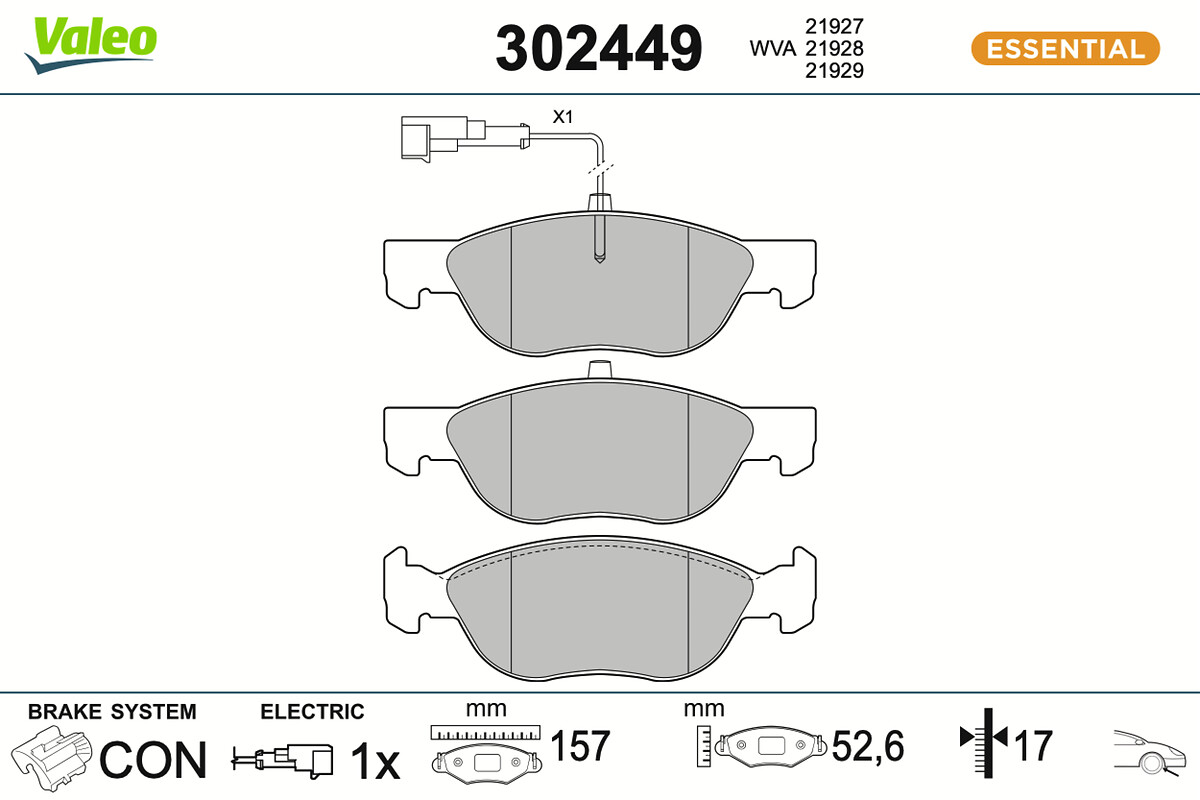 Jogo de 4 pastilhas de travão VALEO ref. 302449